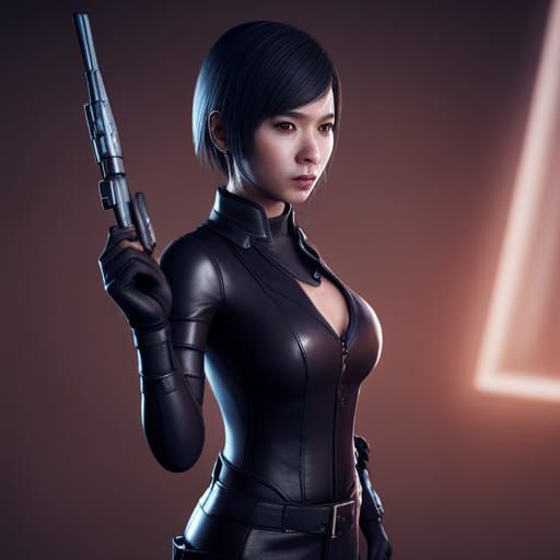 Asian Woman in Leather: 3D Game Cinematic