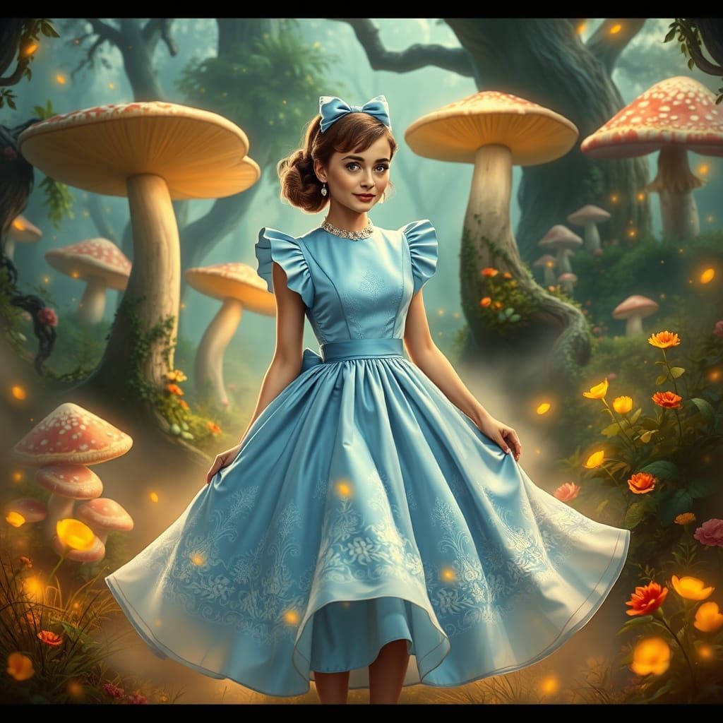 Ethereal Audrey Hepburn in Whimsical Wonderland