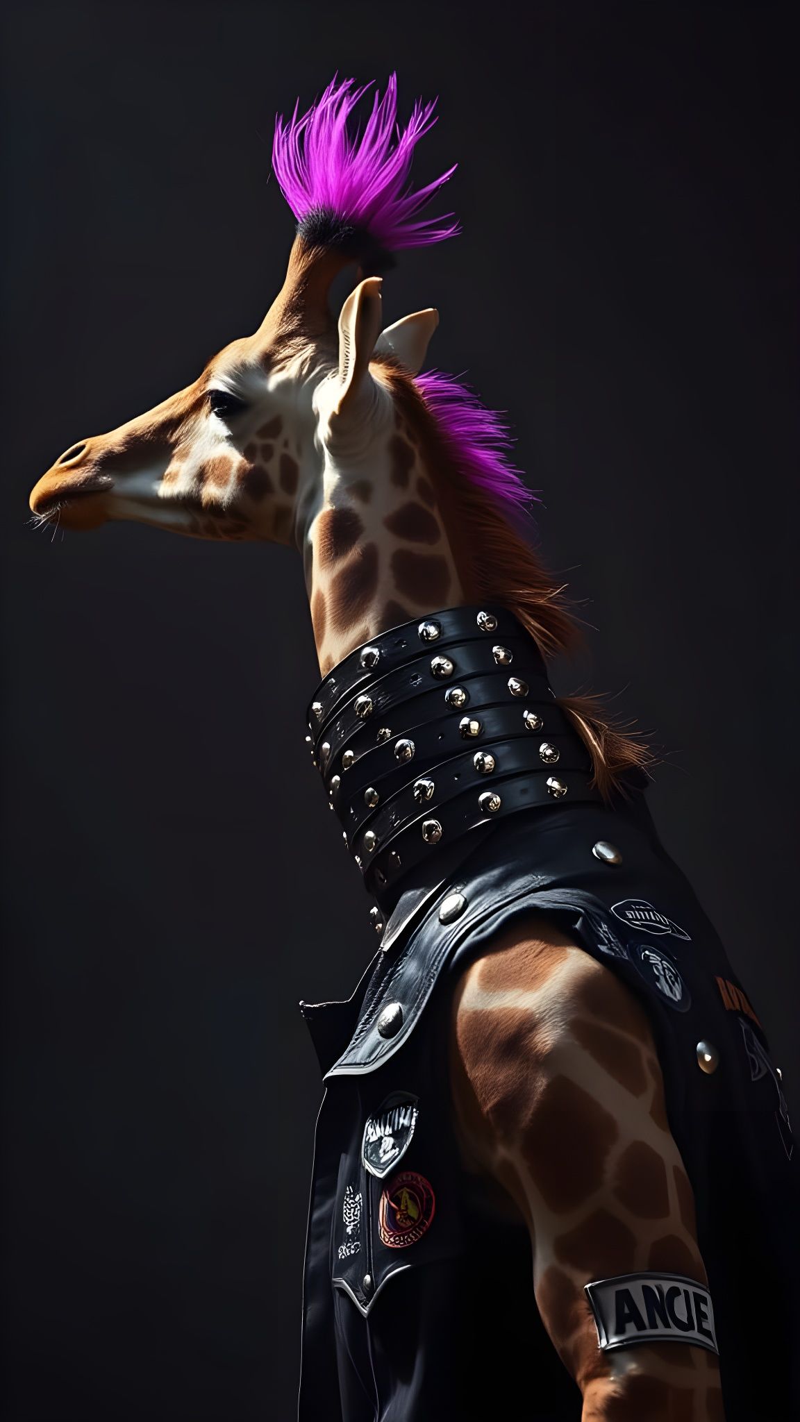 Rebellious Giraffe in Cyberpunk Style