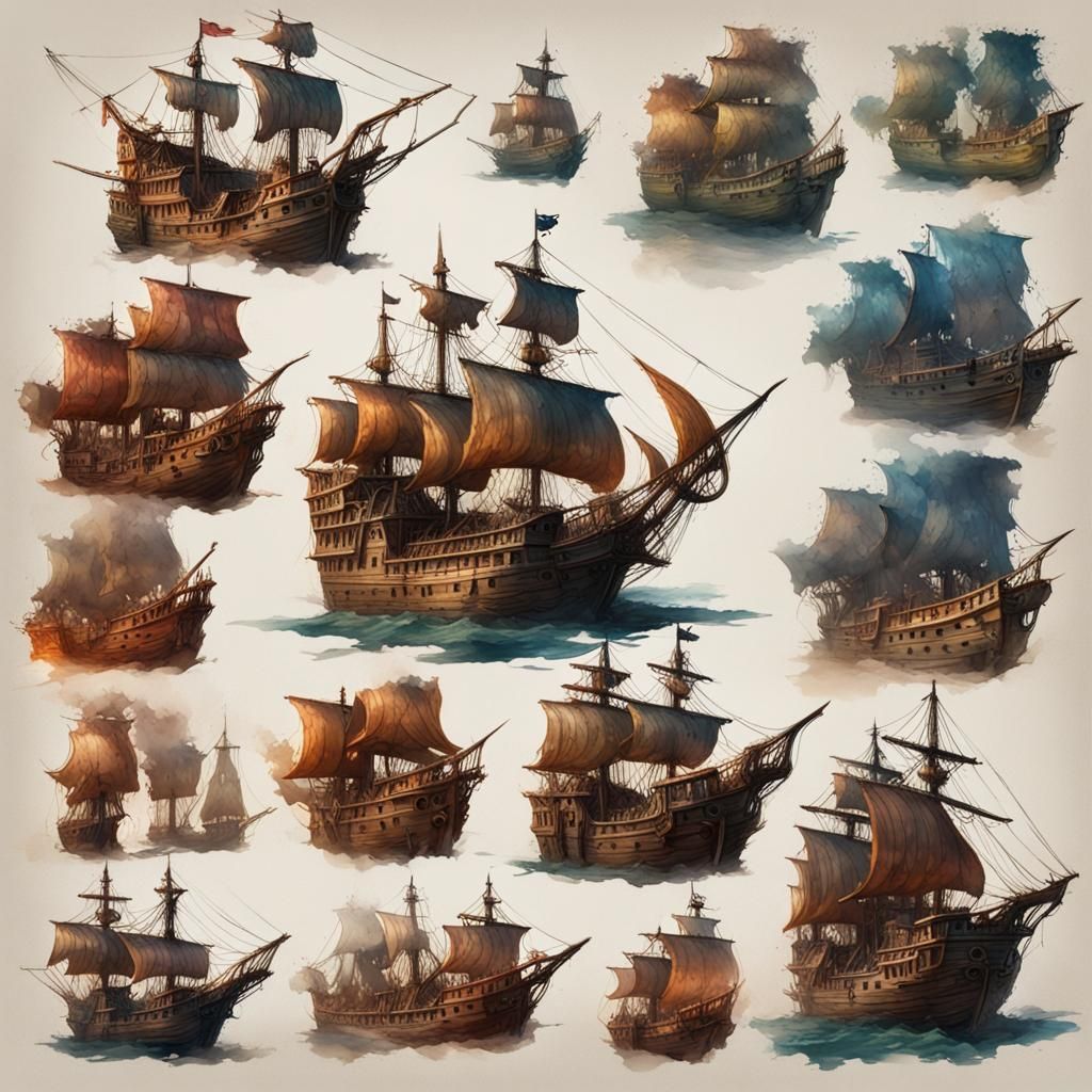 Pirate Sticker Sheet in Watercolor Style