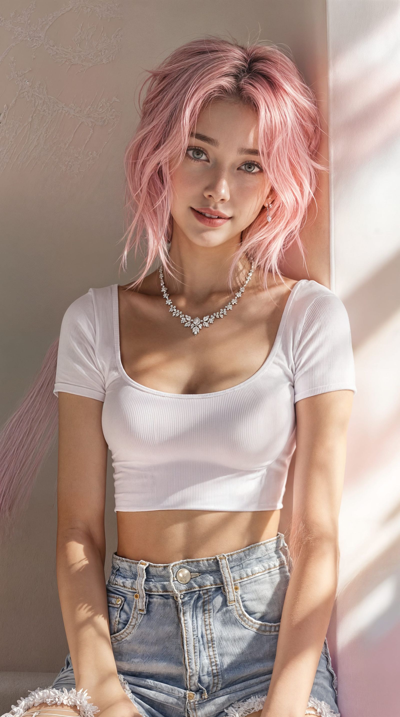 Pink Haired Teen Girl in Casual Chic