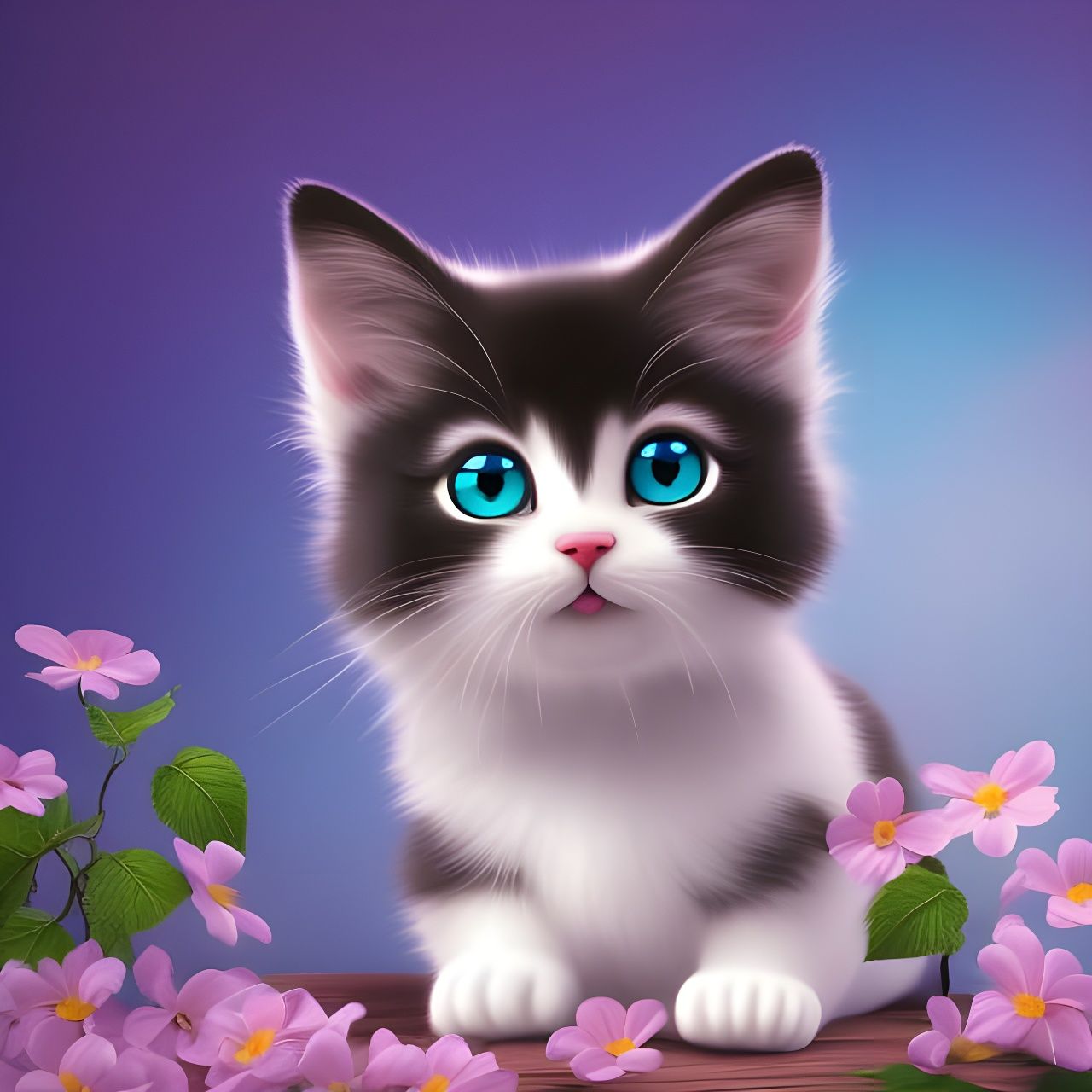 cute, anthropomorphic kitten, cartoon, brush stroked fur, animation, high quality, 8k, trippy pixar animation, realisti...