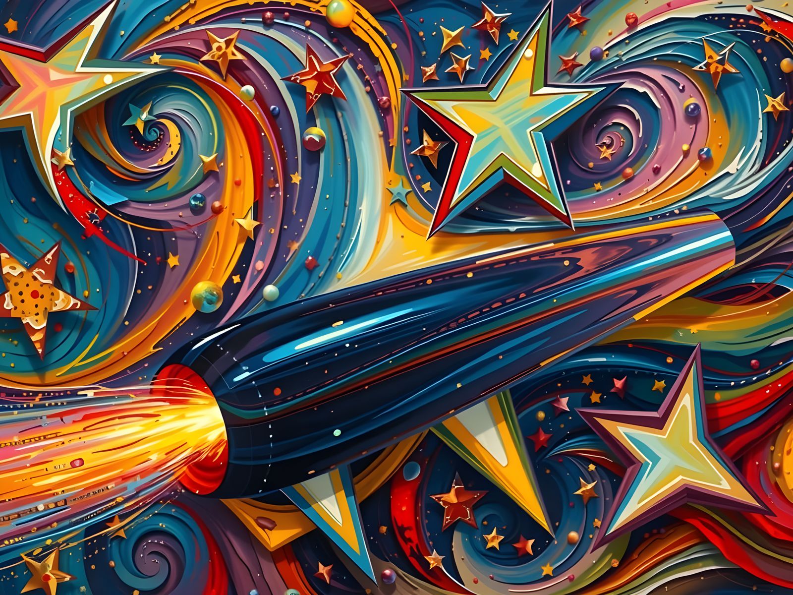 Iridescent Cylinder in a Surreal Abstract Cosmos