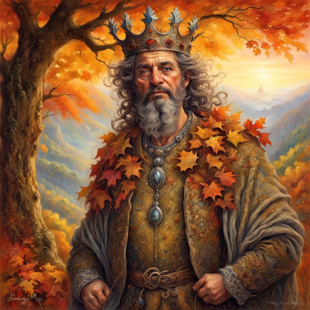 Magnificent Autumn King Ascends in a Fantasy Landscape