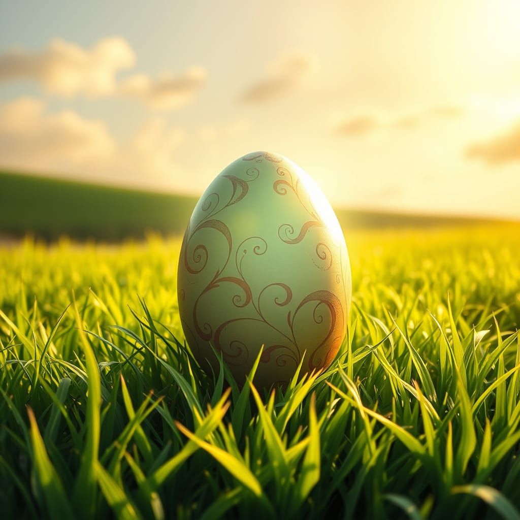 Lush Easter Egg Landscape in Dreamlike Colors