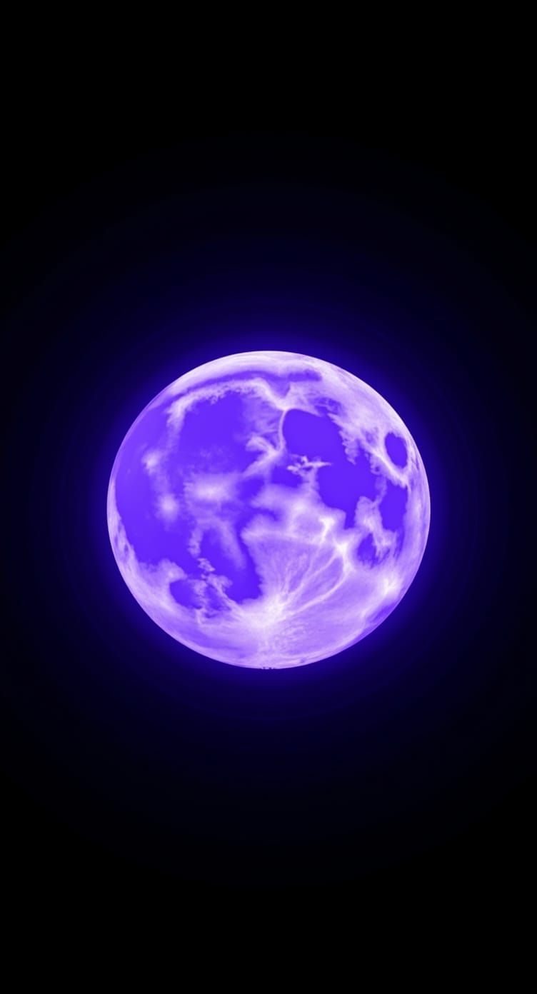 Artificial Purple Moon Glows Over Earth's Moon