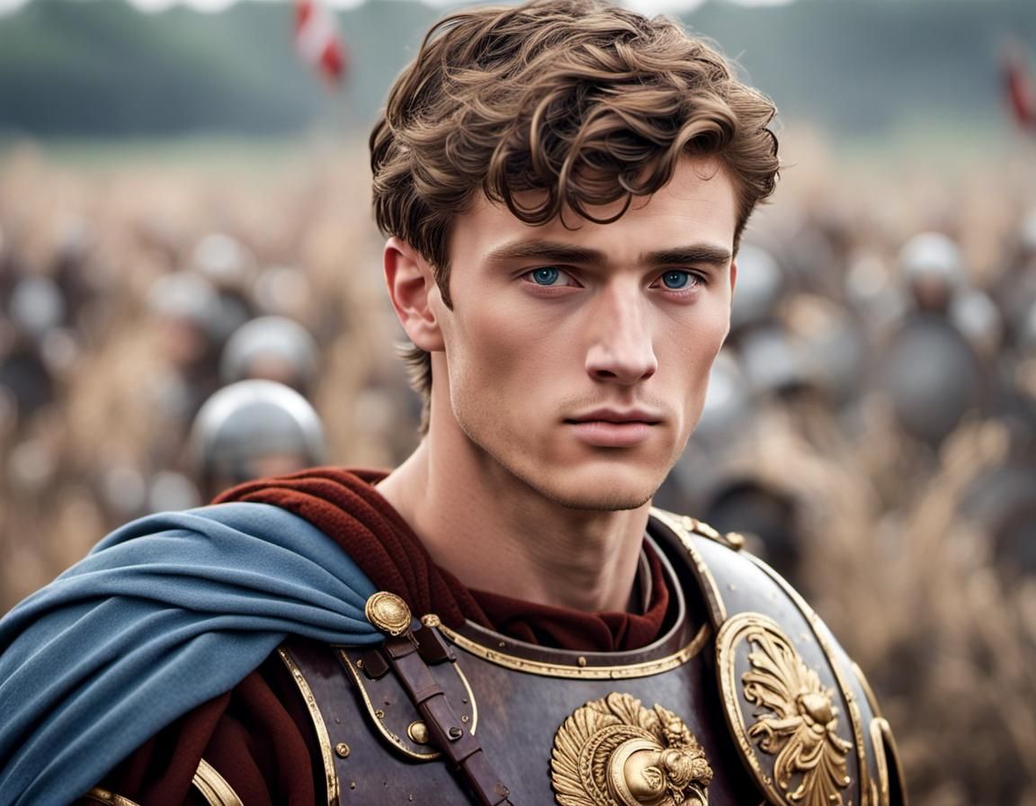Handsome Young Roman General on Battlefield