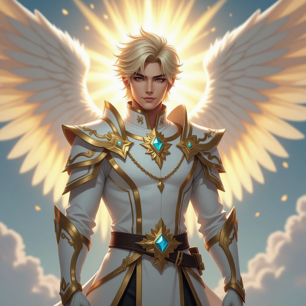 Asian Prince with Angel Wings in Arcane Style