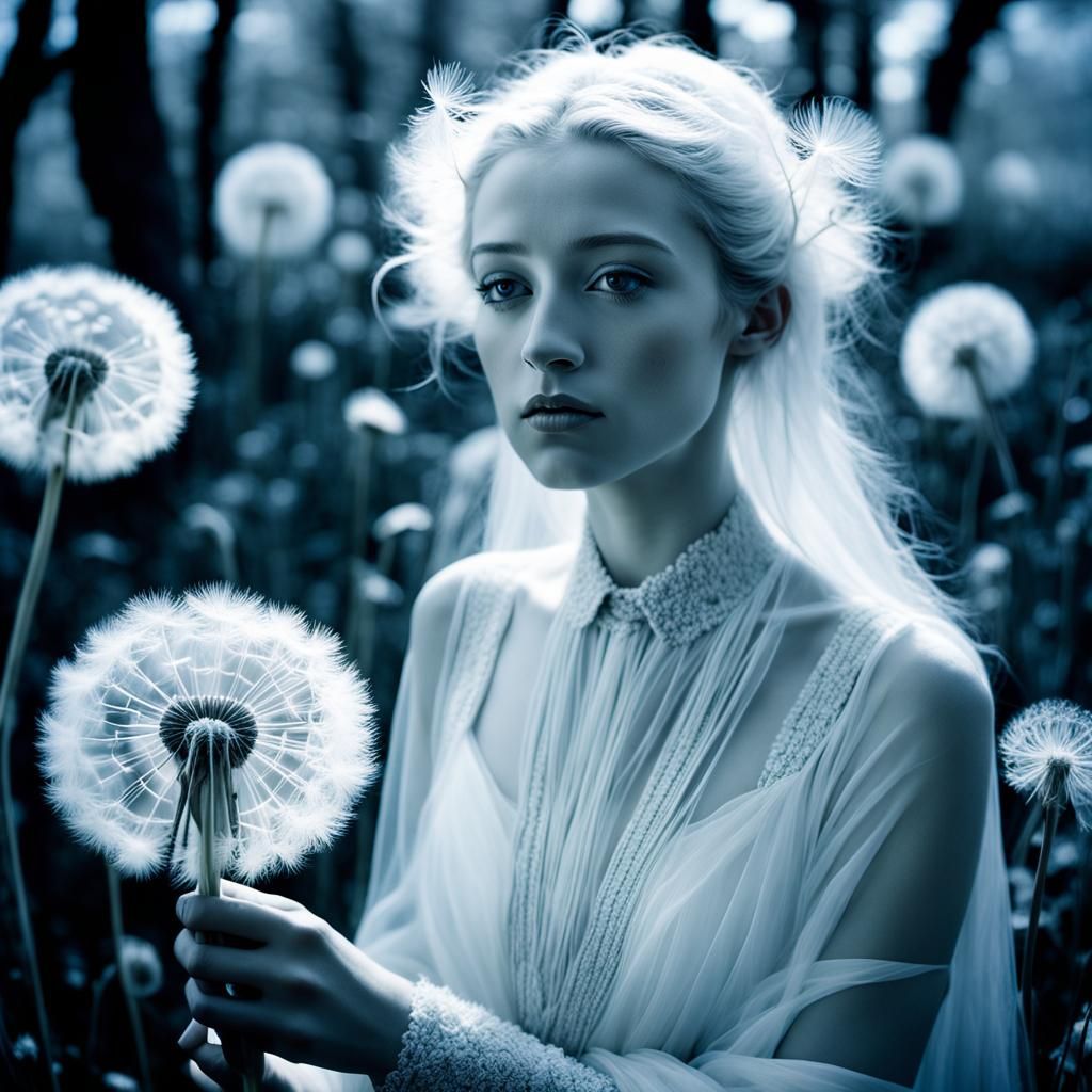Ghostly  fey youth  , beautiful, infrared photography ,cloth...