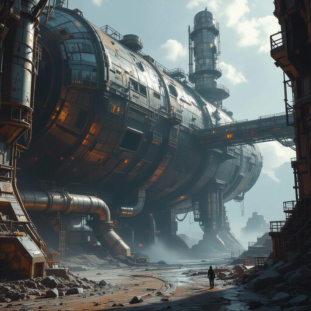 Abandoned Asteroid Mining Facility in Deep Space