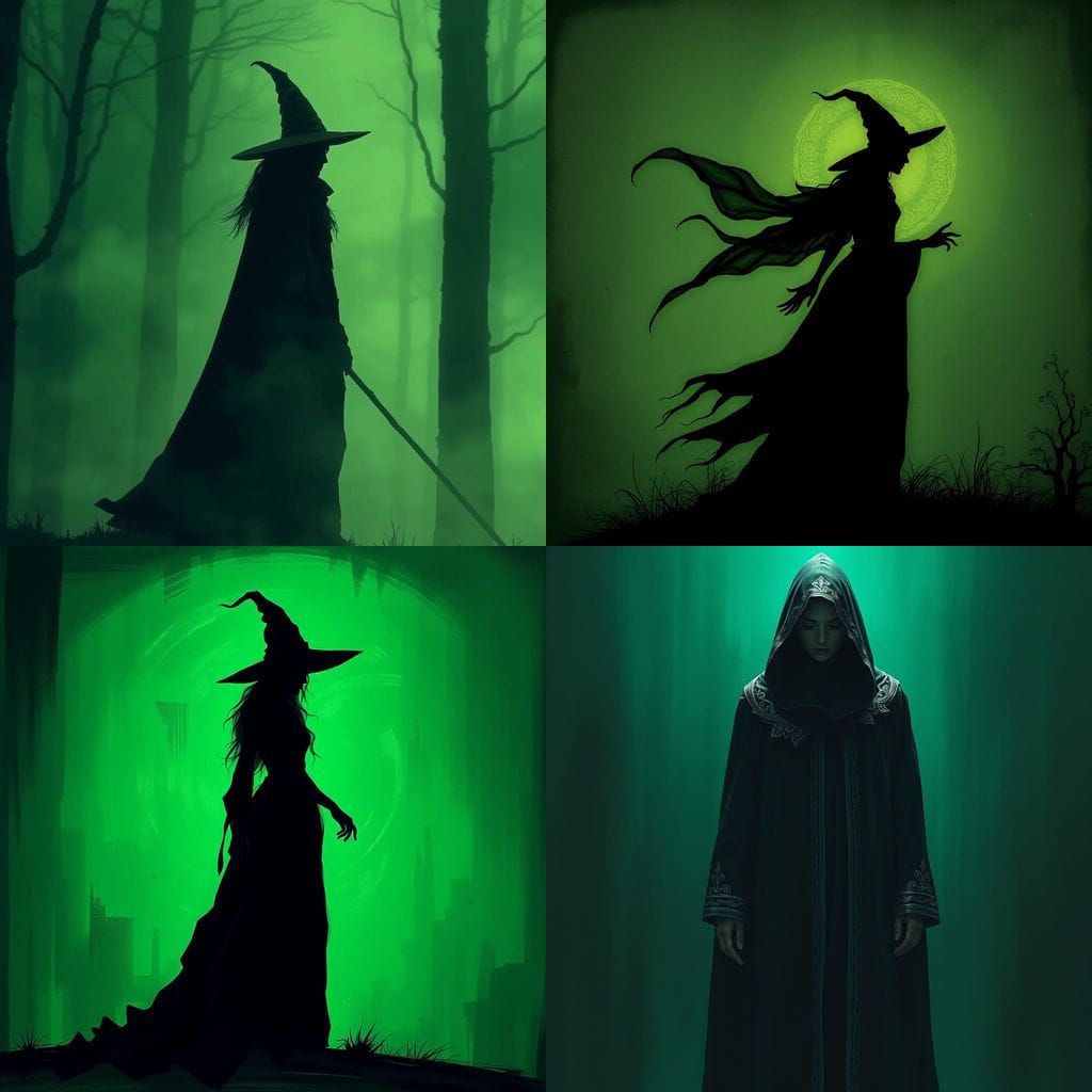 Mysterious Dark Fantasy Witch Silhouette