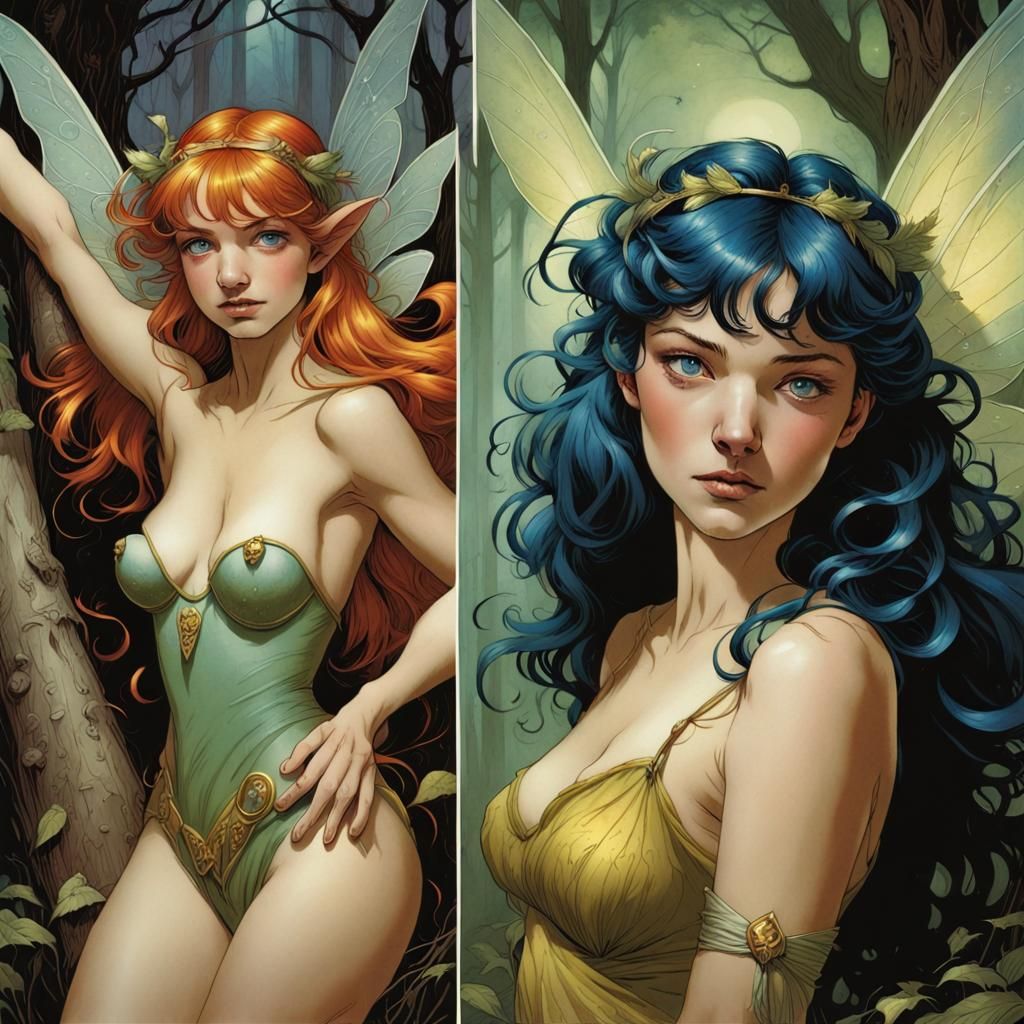 Portrait of a sweet-faced fairy (in the style of charles Ves...