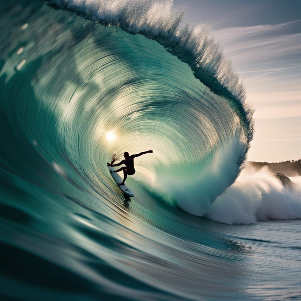 Surfer's Dance: Hyperrealistic Wave Art