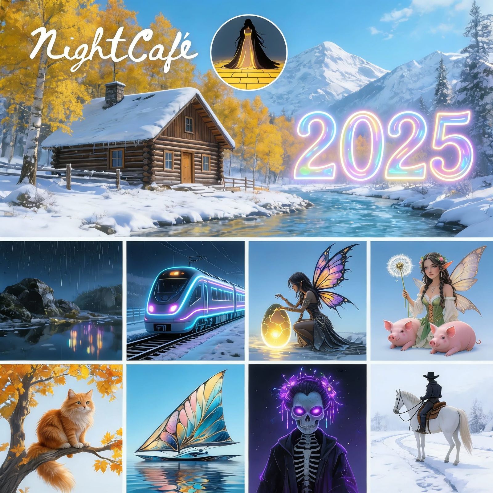 Collage of AI Art Subjects in Shared Environment