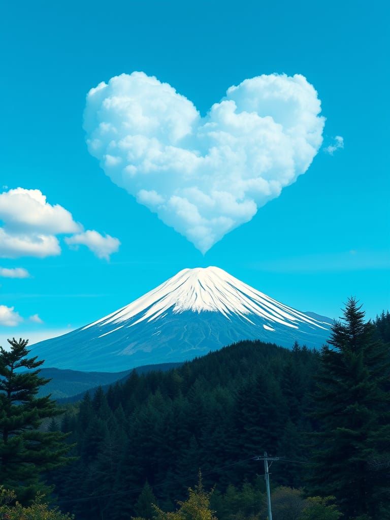 Japanese Landscape: Fuji Mountain in Van Gogh Style