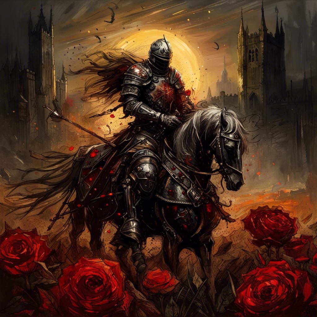Gothic Knight's Battle in a Rose Field