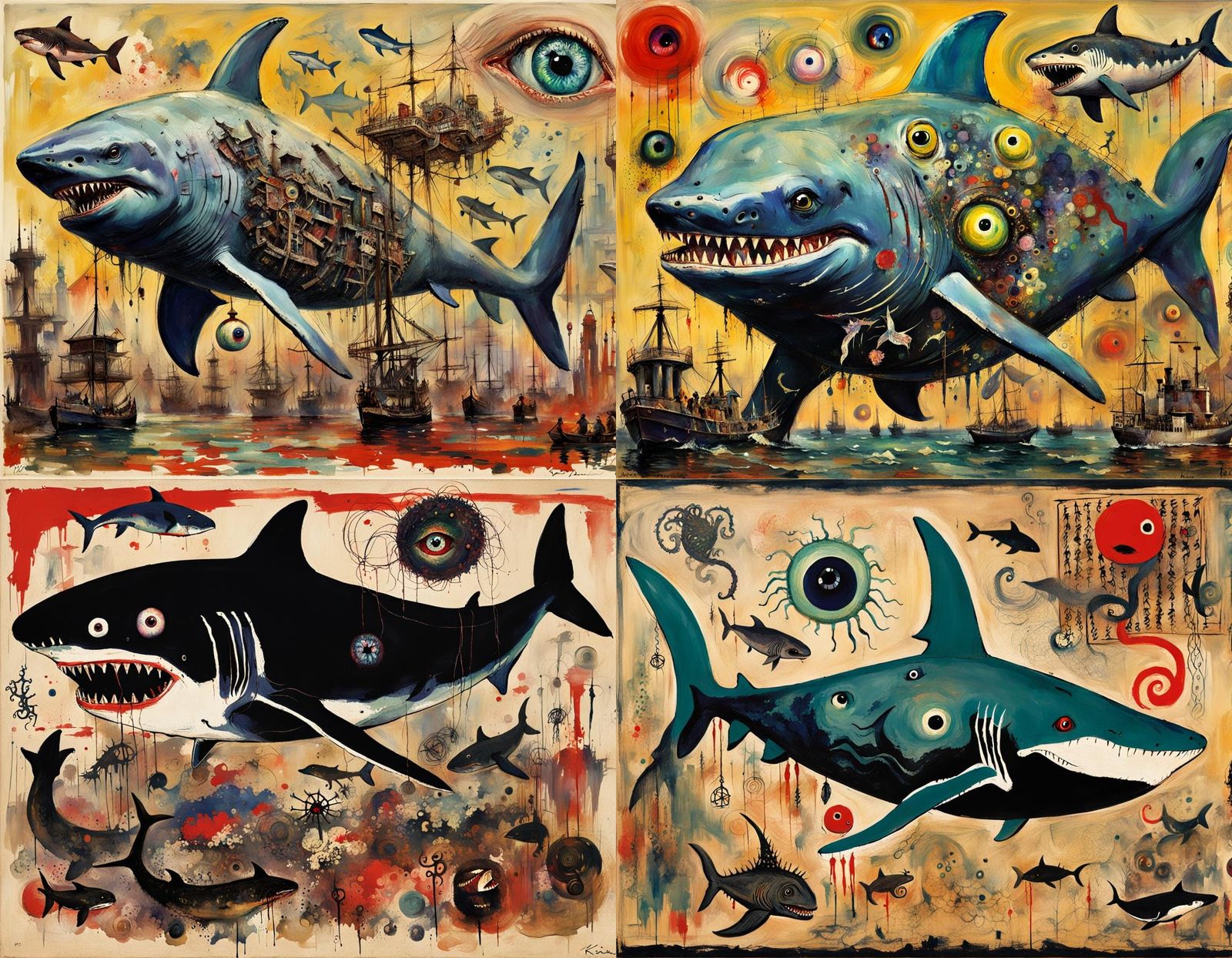 Bizarre Mutant Creature in Abstract Expressionist Style