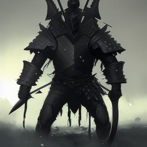 Dark Knight Battles Giant in Sinister Fantasy Art