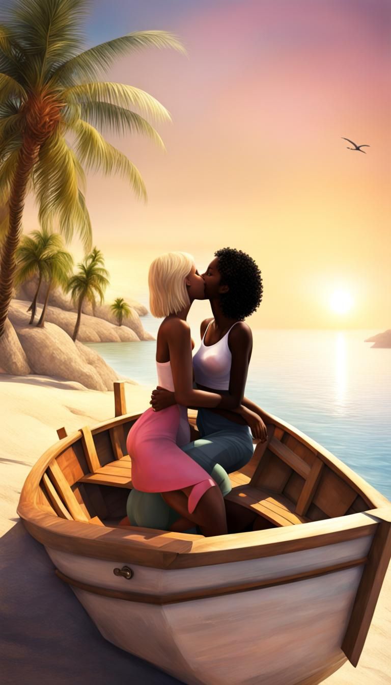 Romantic Kiss on a Beach in High Resolution