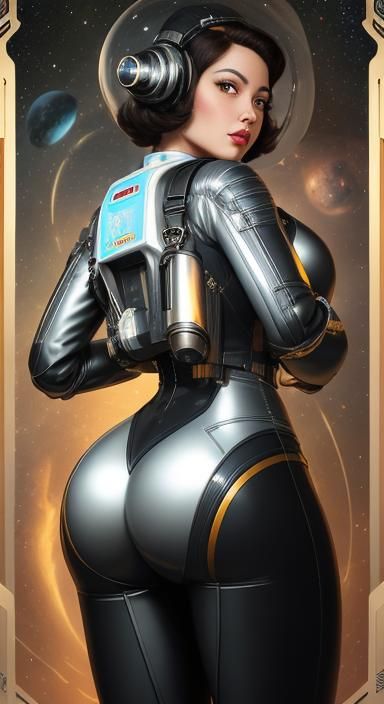 Retro Sci-Fi Pin-Up Girl in Space