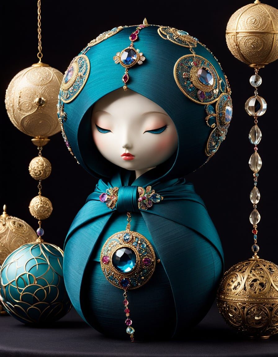 Superimposition on Jewelled Temari Silk Balls