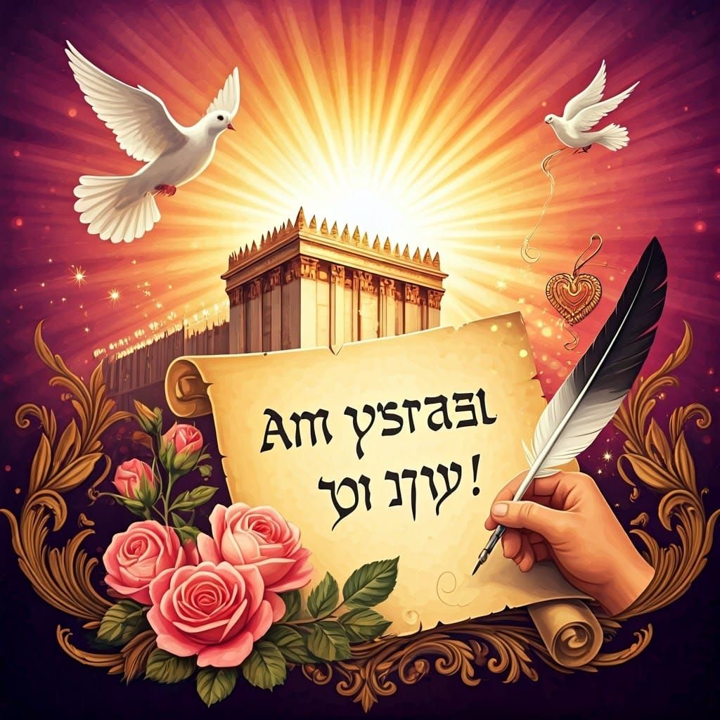 Ancient Temple Illustration in Golden Light