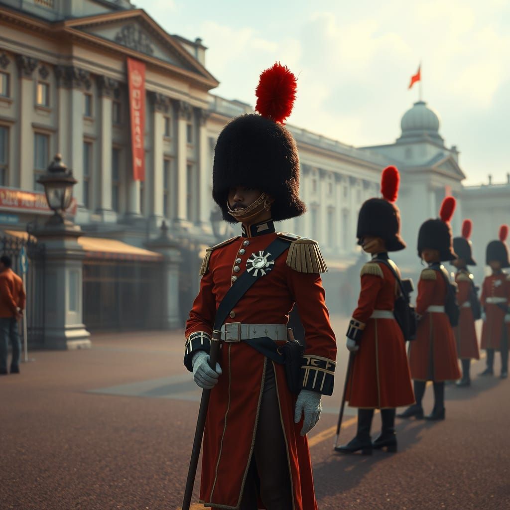 Buckingham Palace Royal Guard in Futuristic Style