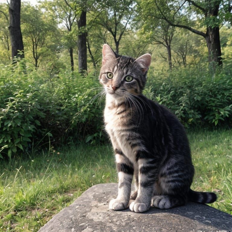 Unique Cat Portrait in Natural Setting