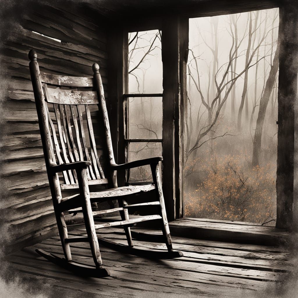 Eerie Watercolor of Abandoned Log Cabin
