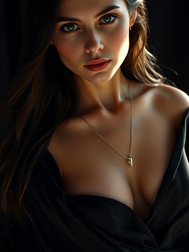 Captivating Portrait of Woman with Flowing Hair