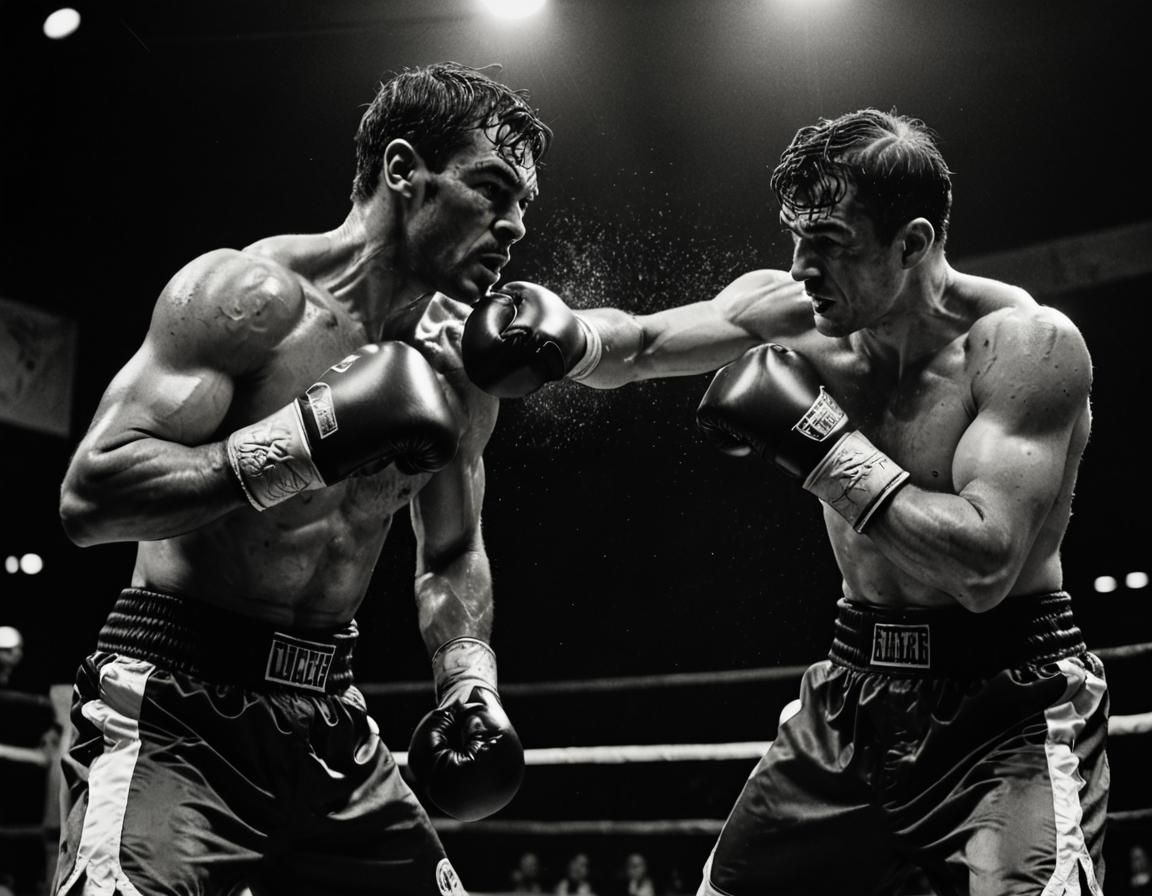 Boxer's Knockout Punch in Noir Style