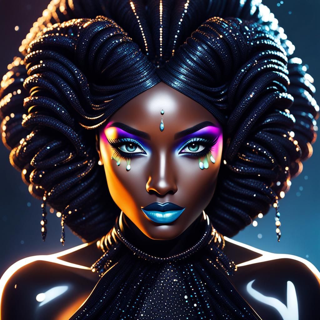 Elegant Alien Woman Logo with Wet Look