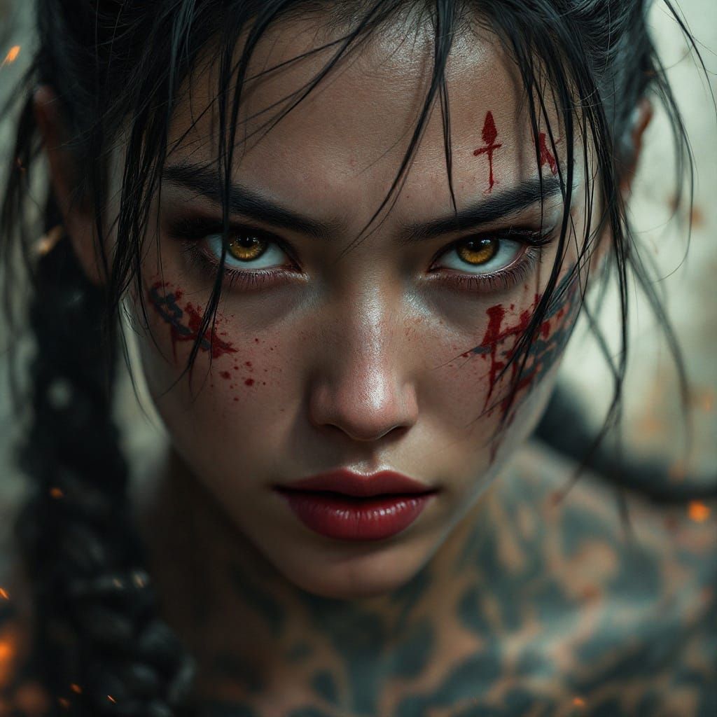 Stoic Chinese Fighter Portrait in Gritty Cinematic Style