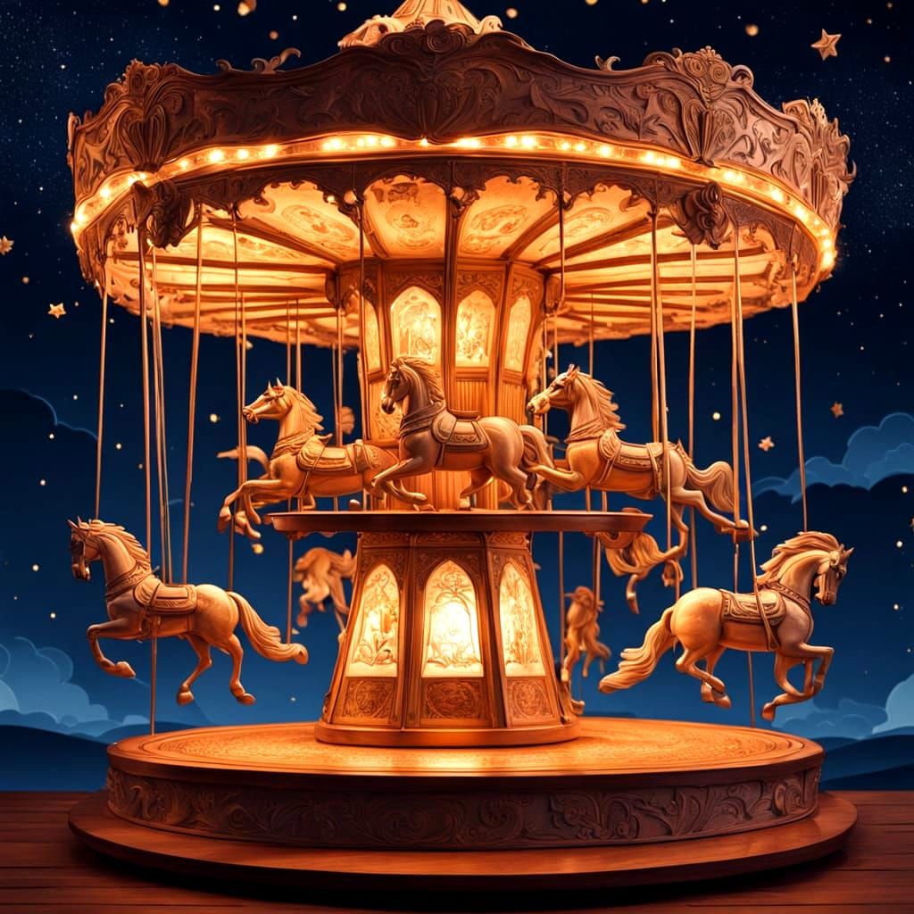 Magical Carousel Under Starry Night Sky