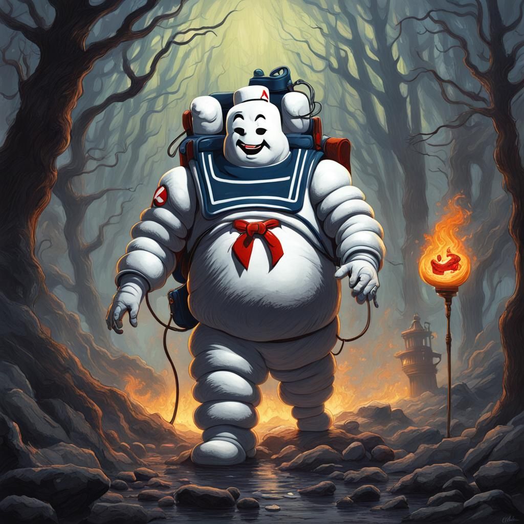 Ghostbusters Marshmallow Man Horror Illustration