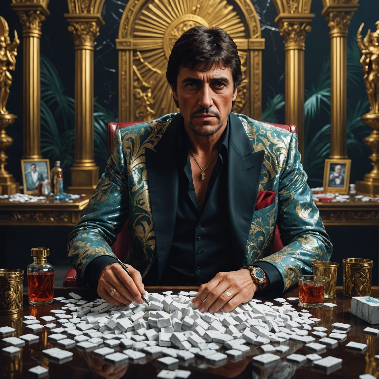Tony Montana as Drug Lord: Detailed Matte Painting