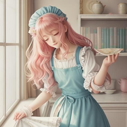 Whimsical Anime Maid Captured in Soft Focus