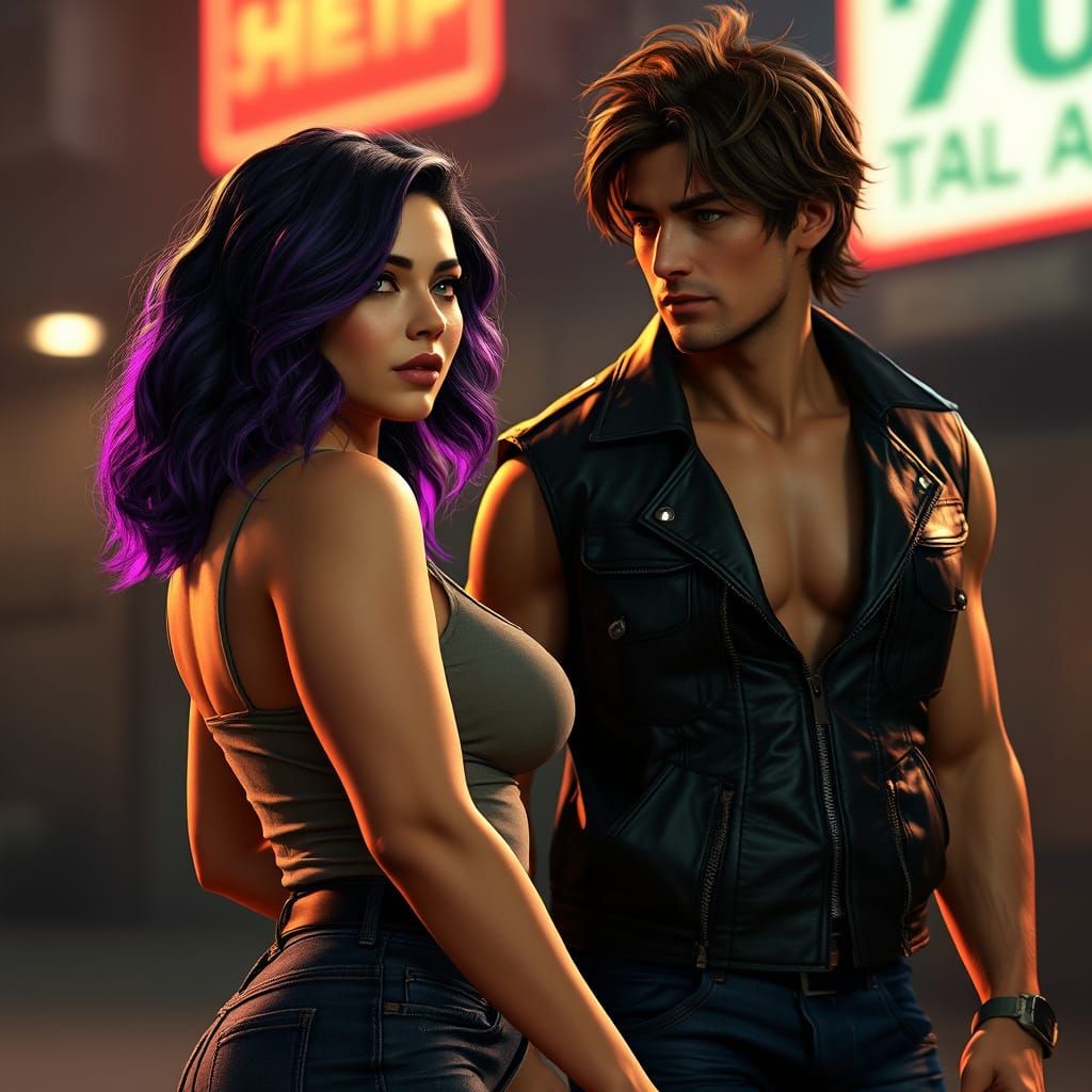 Ethereal Goddess in Cyberpunk Chic