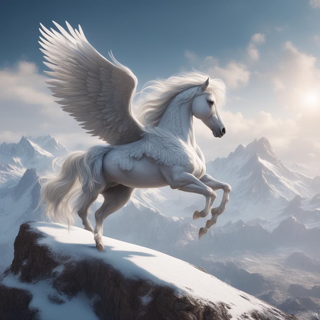 Pegasus in Flight: A Detailed Matte Painting