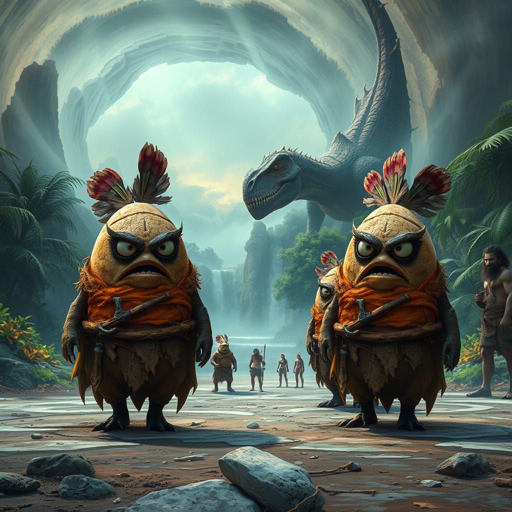 Angry Eggs Emerge into Prehistoric Island Landscape