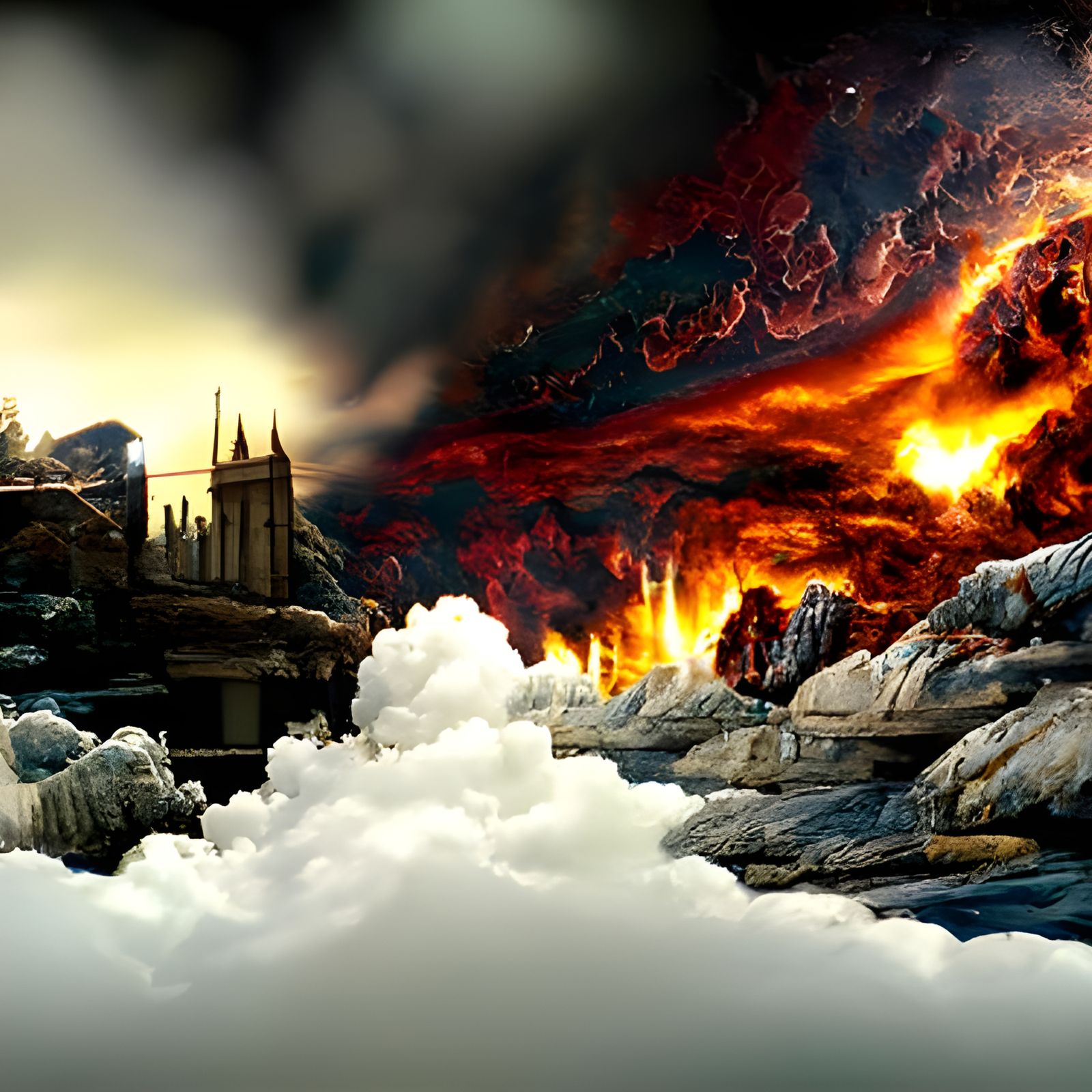 Science Burns Heaven in Detailed Matte Painting