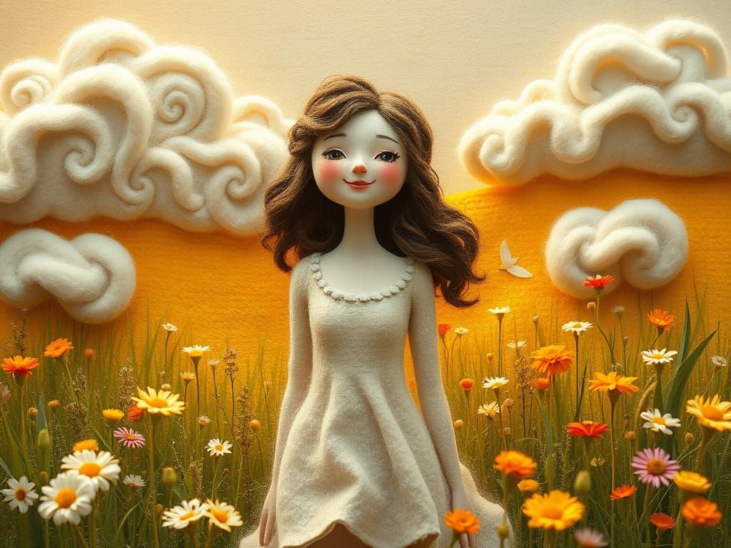 Dreamlike Whimsy in Vibrant Meadow Landscape