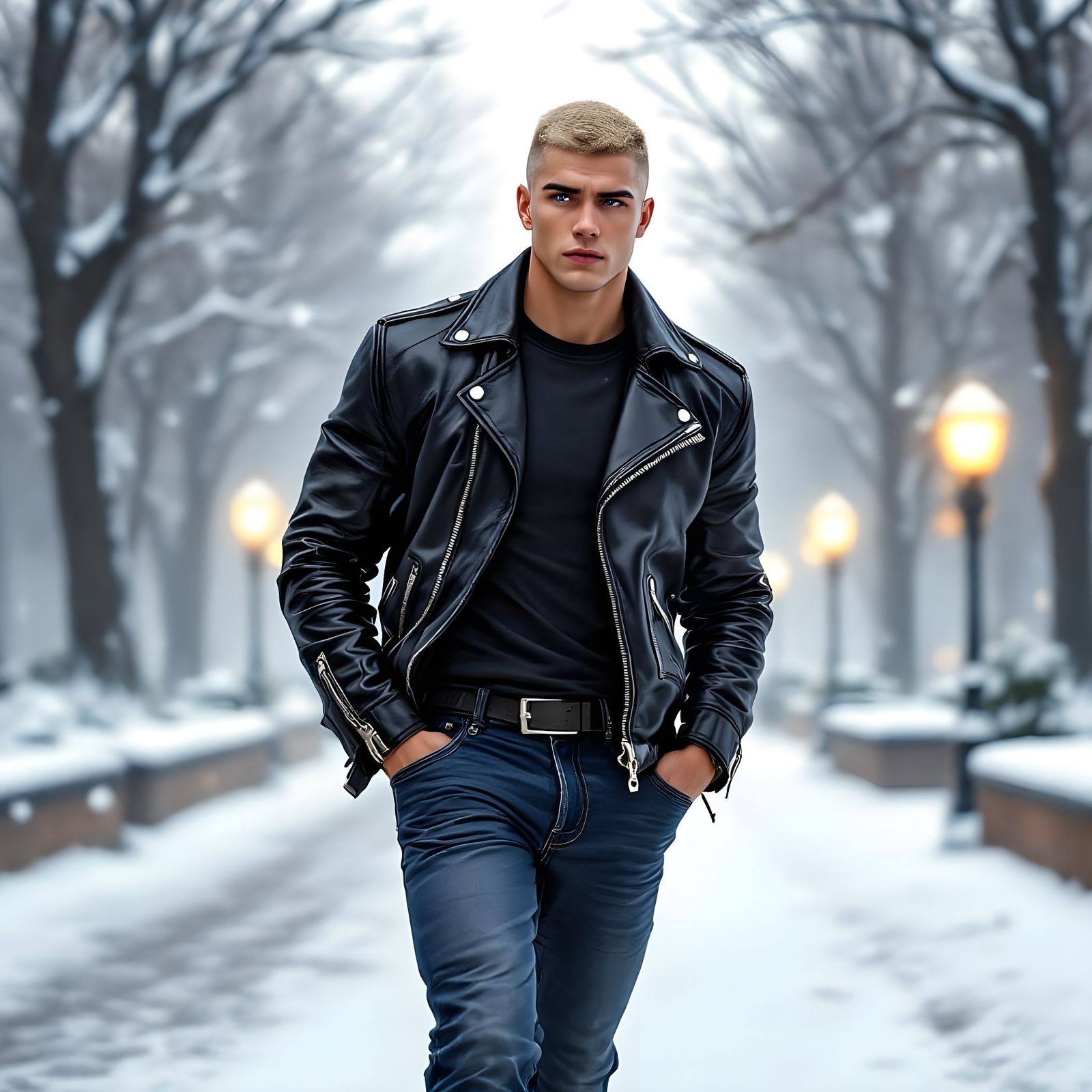 Chiseled Athlete Embarks on a Winter Sojourn