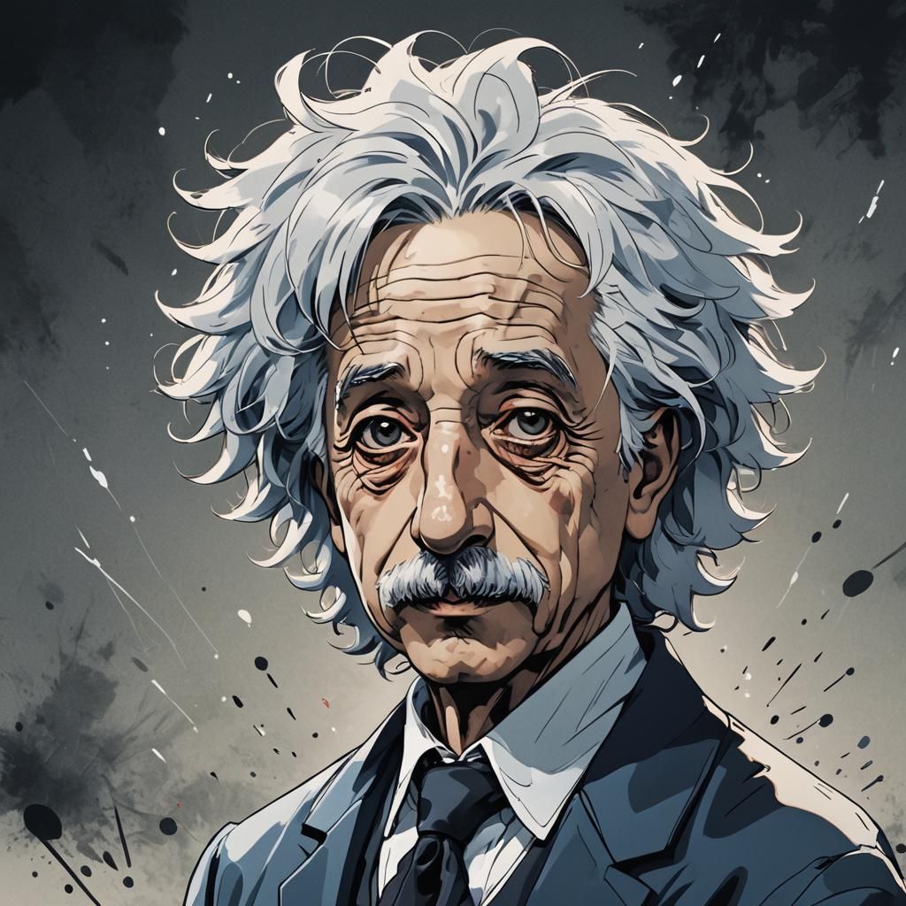 Emo Albert Einstein in Anime Manga Style