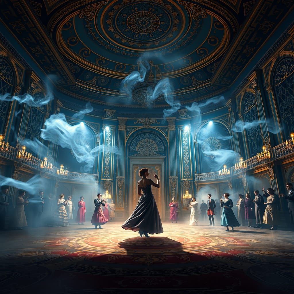 Ethereal Victorian Waltz in Deep, Rich Colors