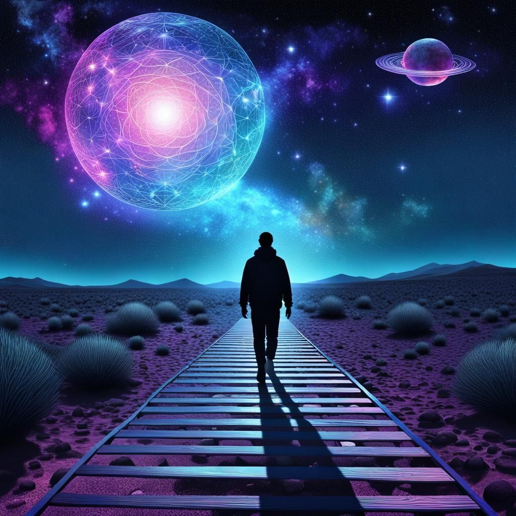 Astral Cosmic Illustration in Pablo Amaringo Style