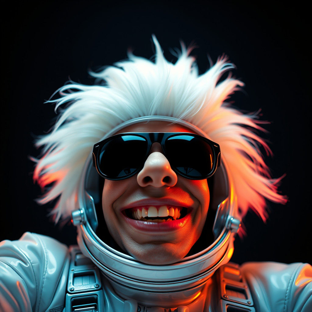 Surreal Space Dandy with Pompadour and Spacesuit