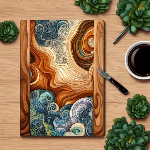 Abalone and Resin Cutting Board with Planets and Stars