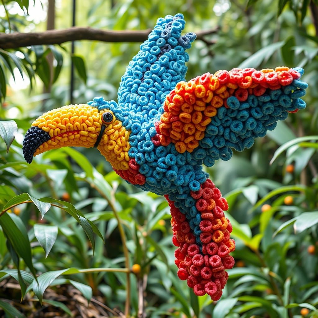 Froot Loop Toucan Sculpture in Jungle Photo
