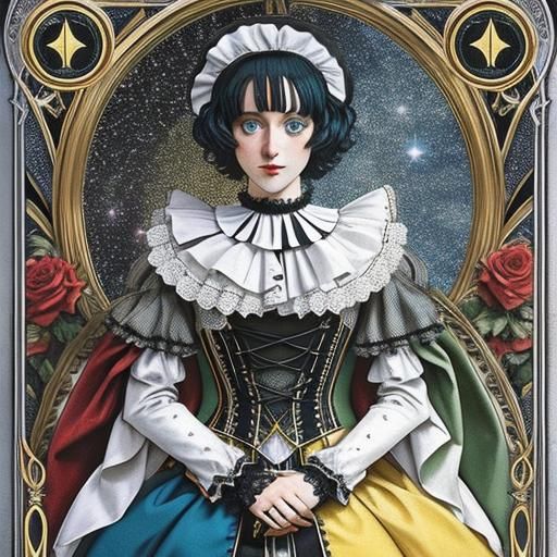 Pierrot Portrait in Tarot Deck Style